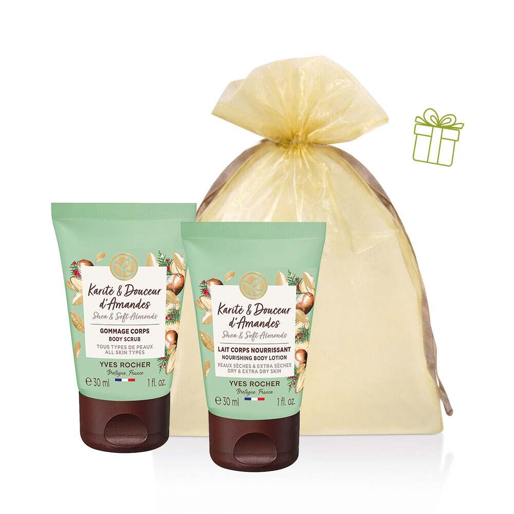 Дует мініпродуктів Ніжні каріте та мигдаль 
Дует мініпродуктів Ніжні каріте та мигдаль