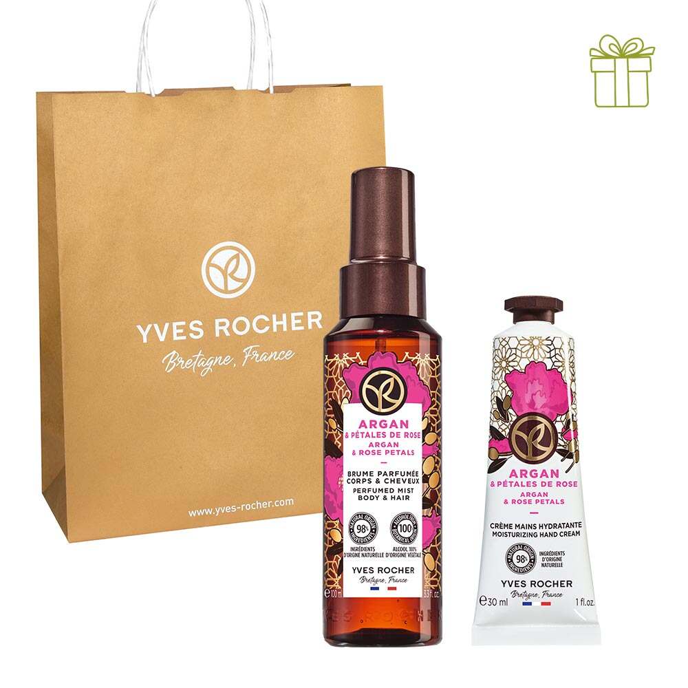 Дует Арганія-Троянда: парфумований спрей, крем для рук Yves Rocher Дует Арганія-Троянда: парфумований спрей, крем для рук Yves Rocher