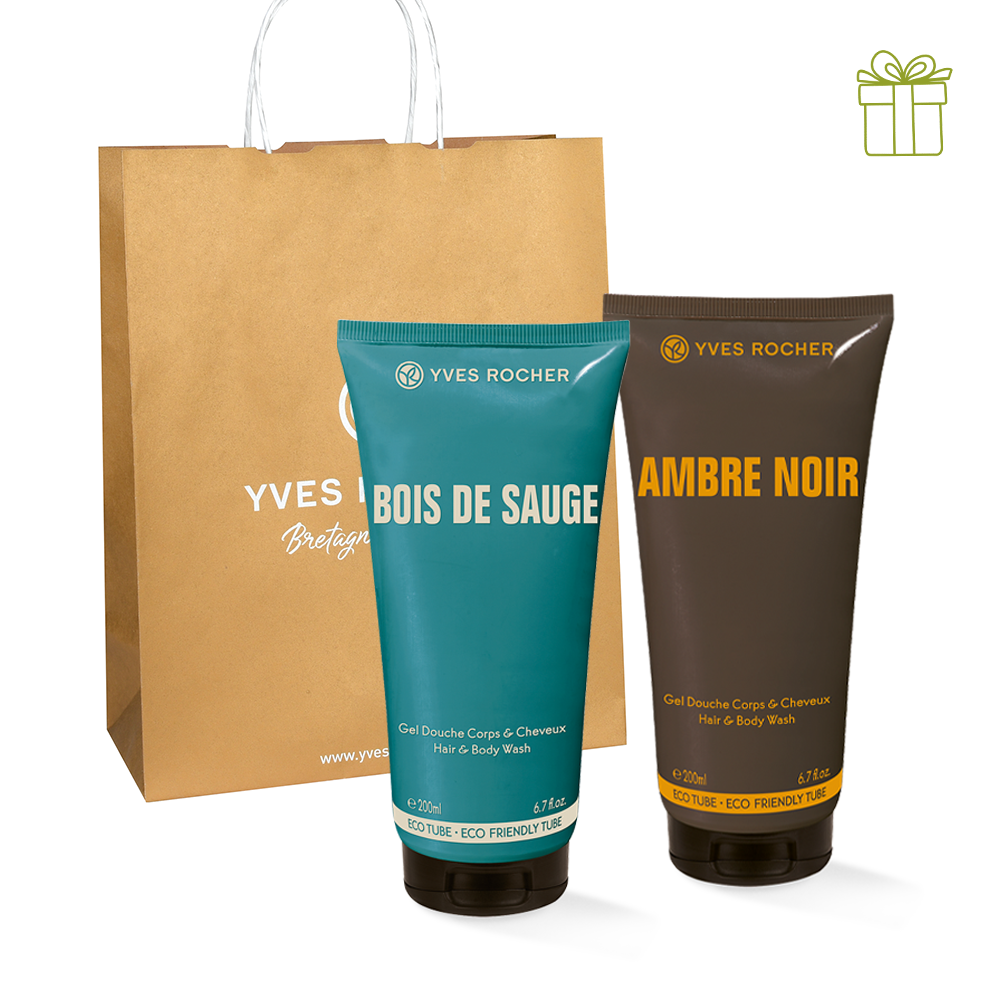 Дует Парфумованих гелів для чоловіків : Ambre Noir та Bois de Sauge Yves Rocher Дует Парфумованих гелів для чоловіків : Ambre Noir та Bois de Sauge Yves Rocher