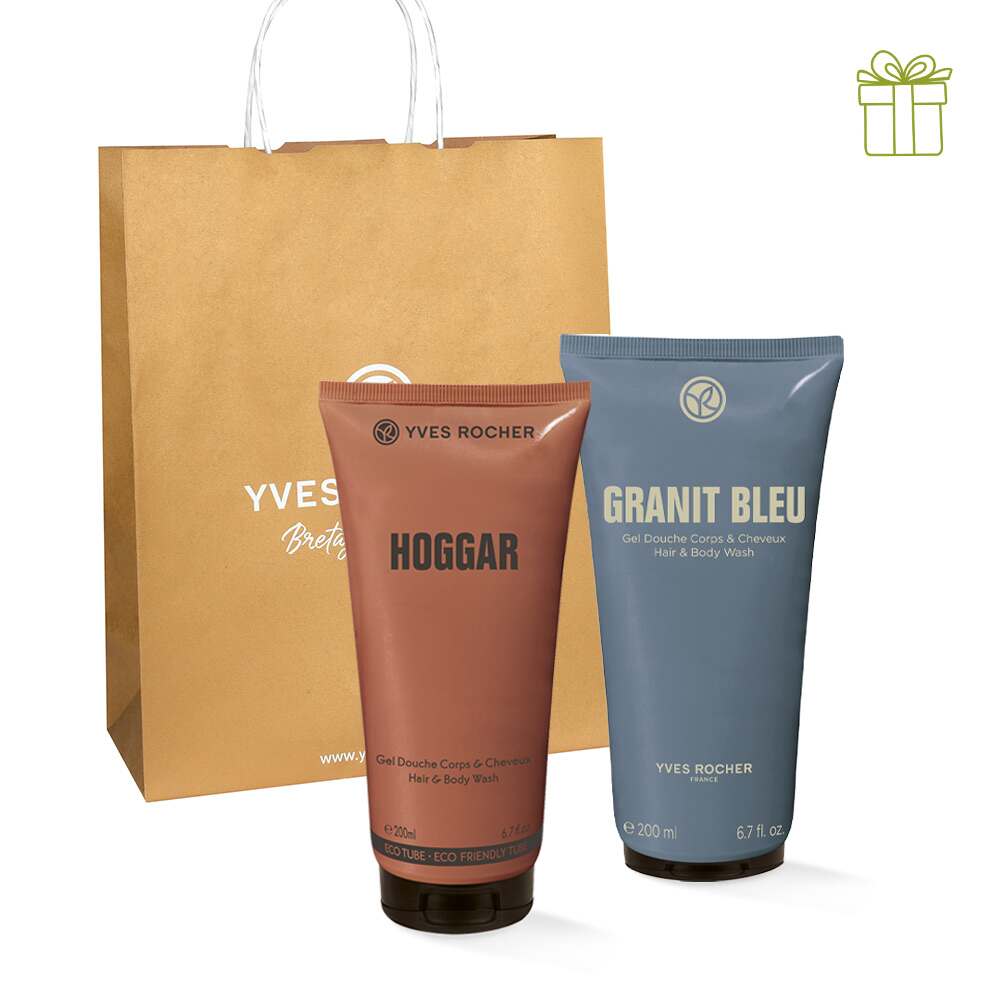 Дует парфумованих гелів для чоловіків: Hoggar та Granit Bleu Yves Rocher Дует парфумованих гелів для чоловіків: Hoggar та Granit Bleu Yves Rocher