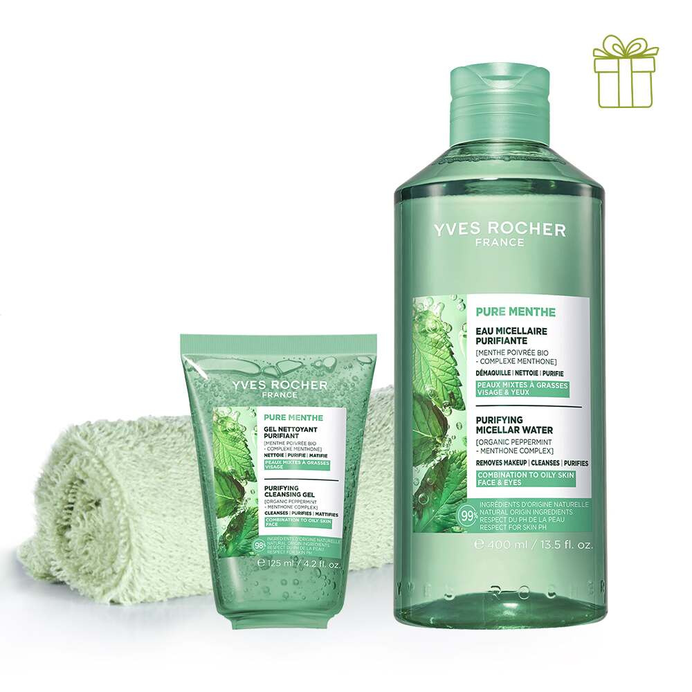 Набір Pure Menthe: гель для вмивання та міцелярна вода Yves Rocher Набір Pure Menthe: гель для вмивання та міцелярна вода Yves Rocher